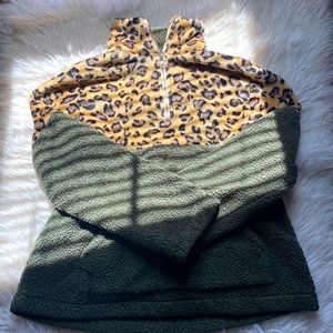 Green and leopard print jacket